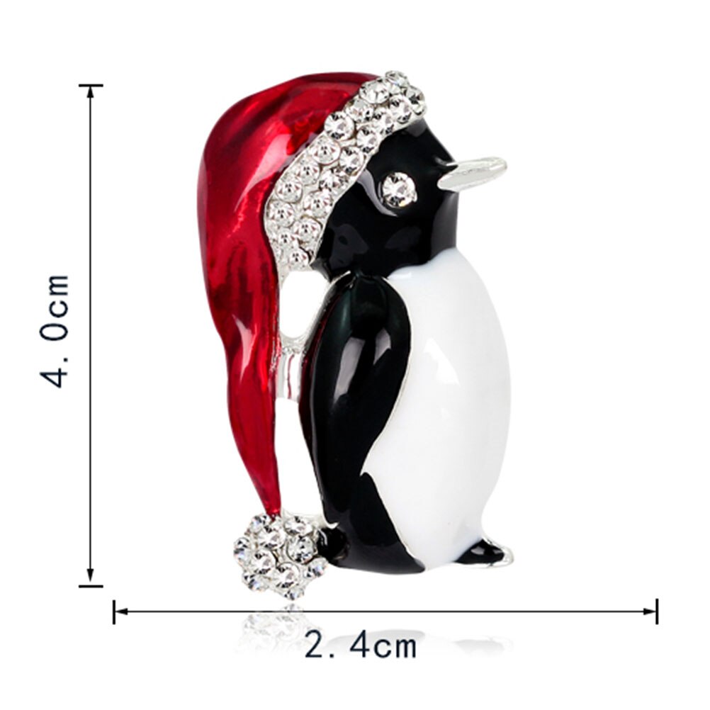 Lovely Little Penguin Brooch Christmas Jewelry Alloy Enamel Crystal Balls Luxury Hat Penguin Brooch Broches Navidad Gift