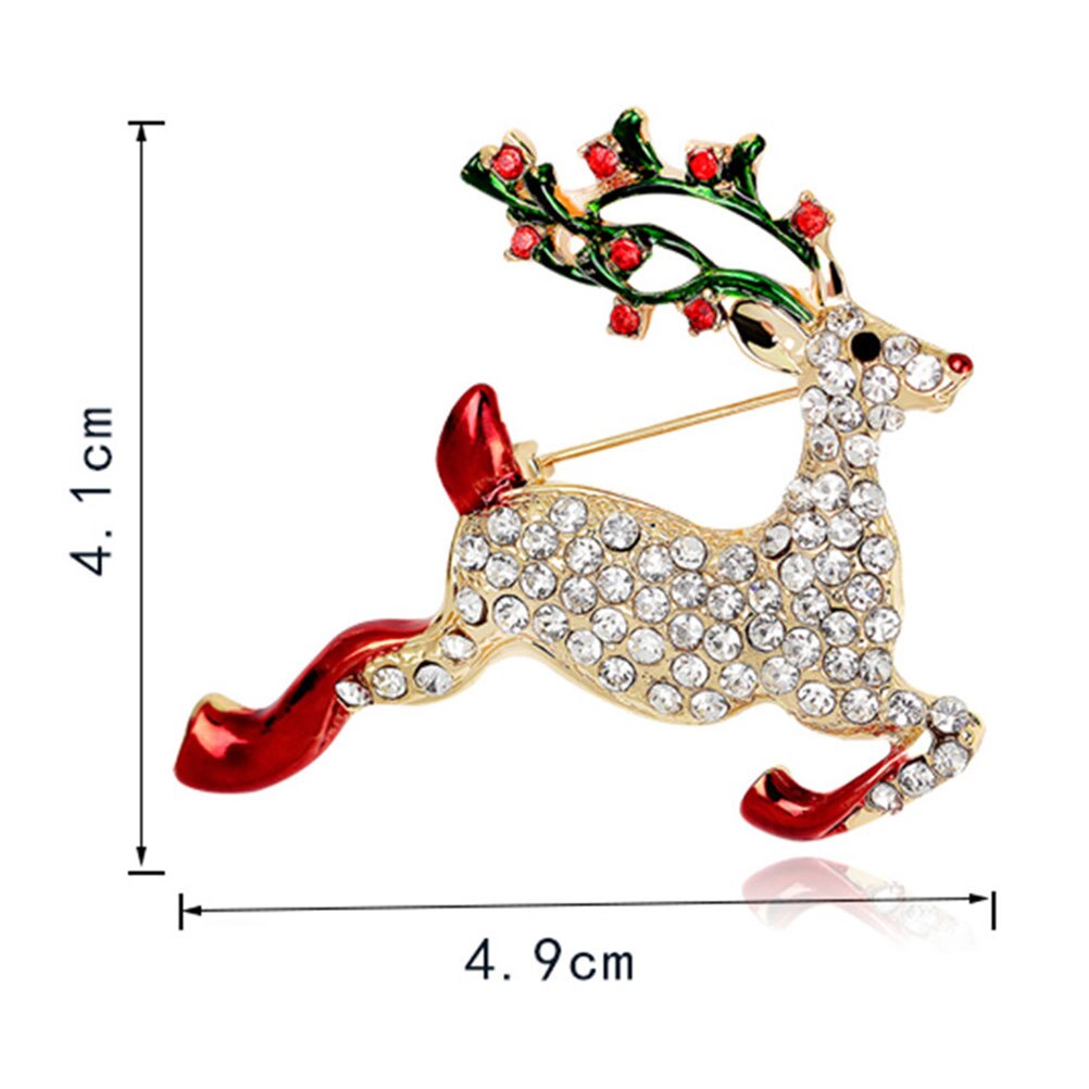 Cute Running Deer Brooches For Women Xmas Gifts New Year Fashion Reindeer Elk Rhinestones Christmas Brooch Broche