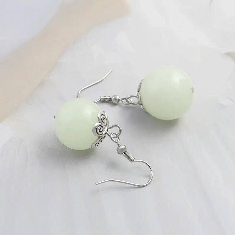 Vintage Luminous Earrings For Women Lovely Round Beaded Dangle Drop Glow In The Dark Earrings Halloween Jewelry Gift for Girl