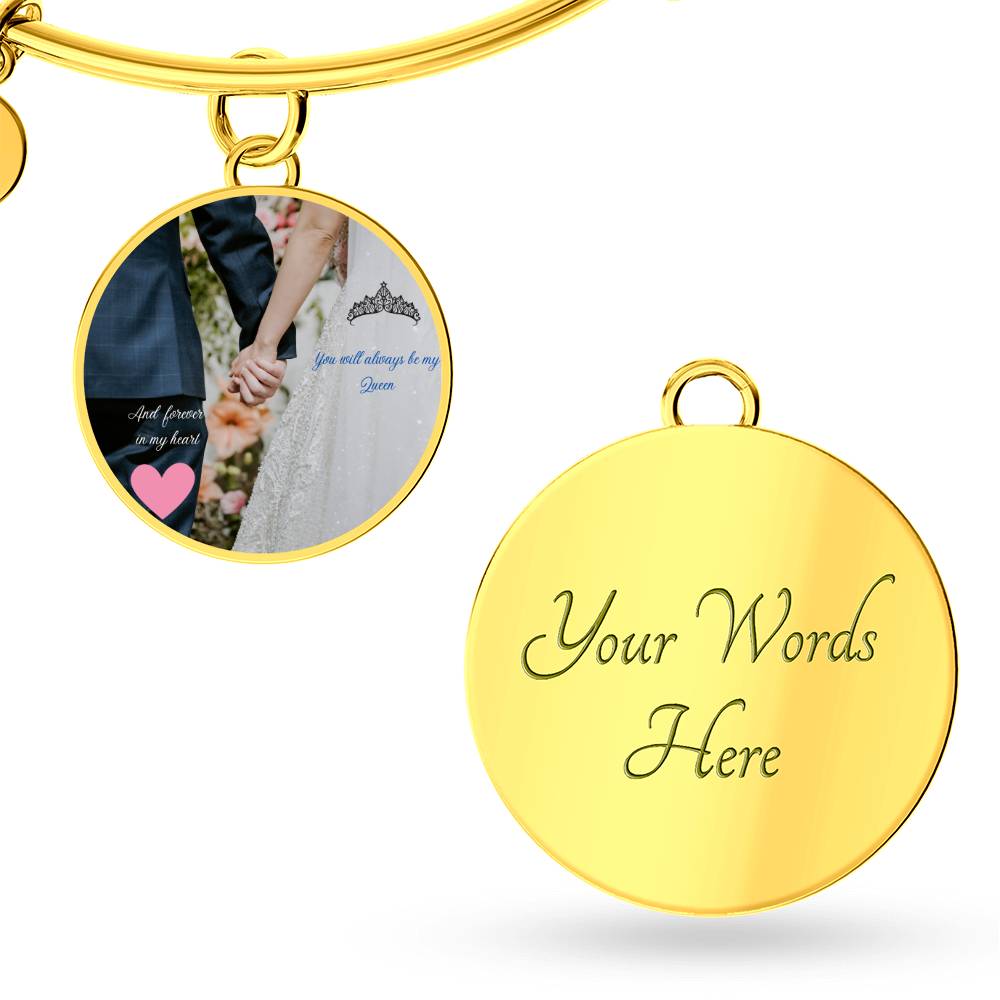 Unique Personalized Engravable Bangle Bracelet with Customizable Pendant