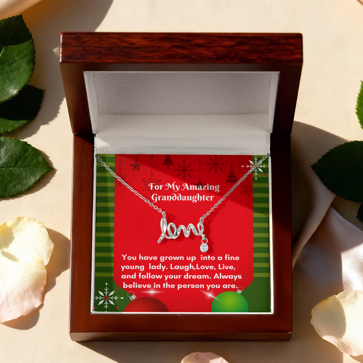 Scripted Love Necklace - Dainty Jewelry for Your Granddaughter