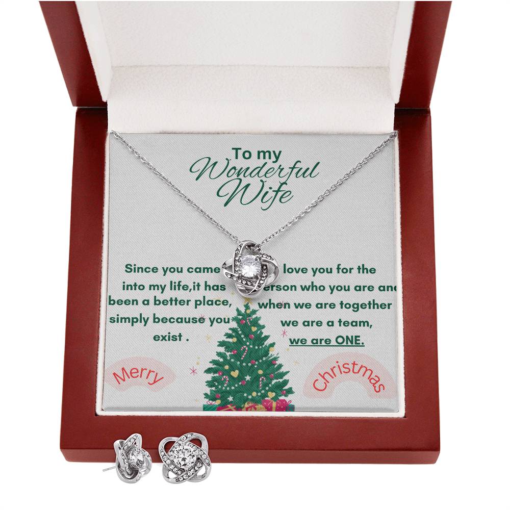 The Beautiful Love Knot Necklace with Matching Earrings
