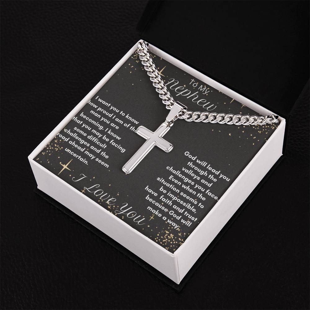 Elegant Cuban Chain Cross Necklace - A Personal Touch to Your Faith