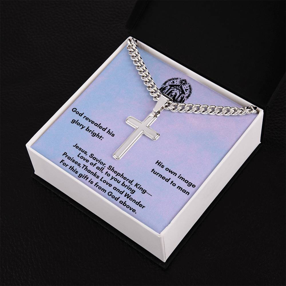 Artisan Cross Necklace with Cuban Chain - A Personal Touch for Every Occasion