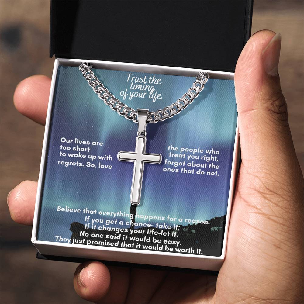 Personalized Cuban Chain Necklace with Artisan Cross – A Meaningful Gift