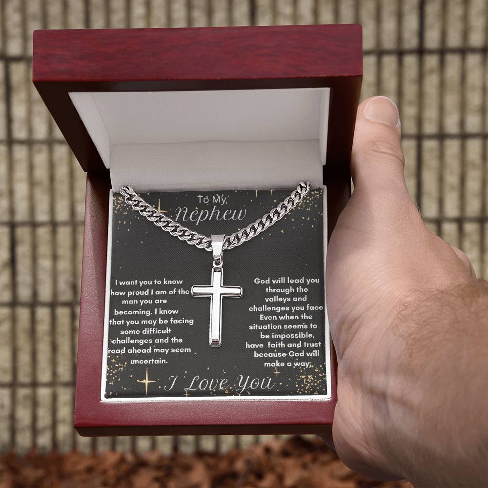 Elegant Cuban Chain Cross Necklace - A Personal Touch to Your Faith