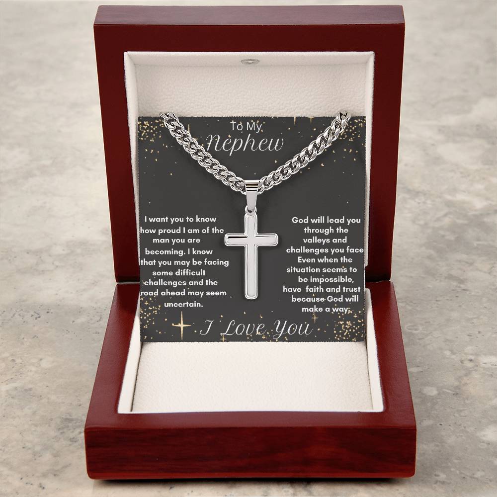 Elegant Cuban Chain Cross Necklace - A Personal Touch to Your Faith