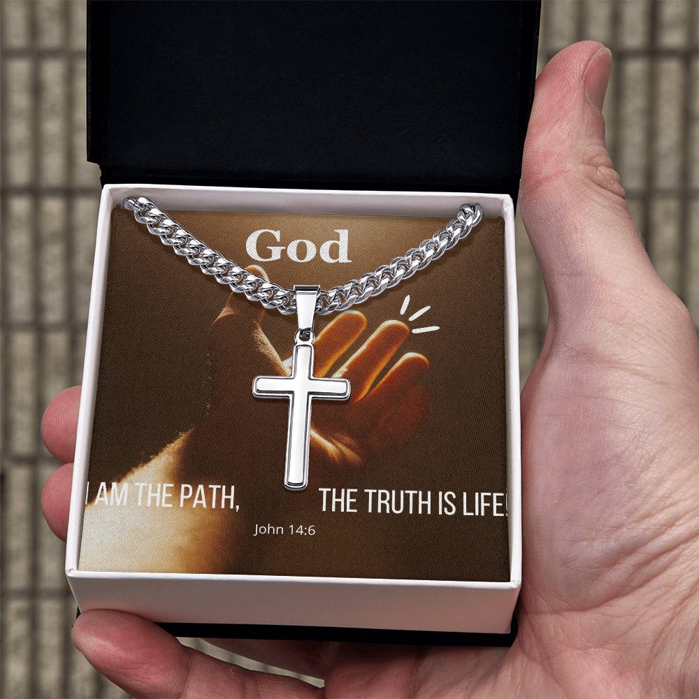 Transform Your Look with Our Artisan Cross Necklace with Cuban Chain
