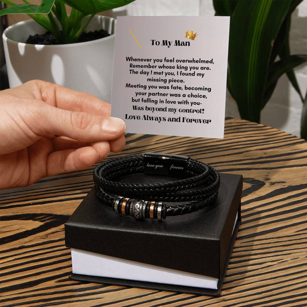Men Love Bracelet: Eternal Love Engraved Leather Gift for Him