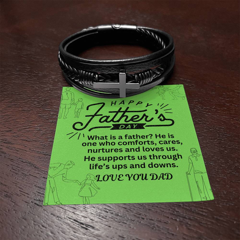 Elegant Men's Cross Leather Wristband
