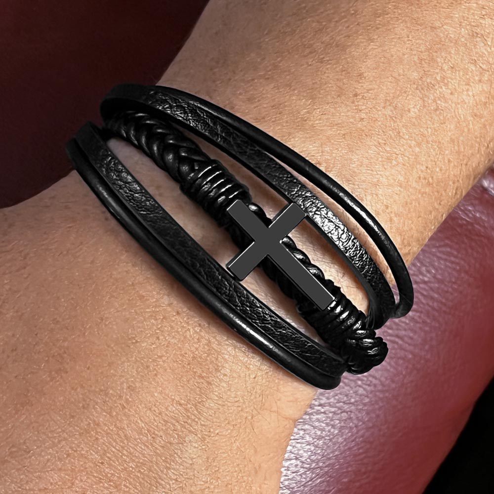 Cross Leather Bracelet for Men