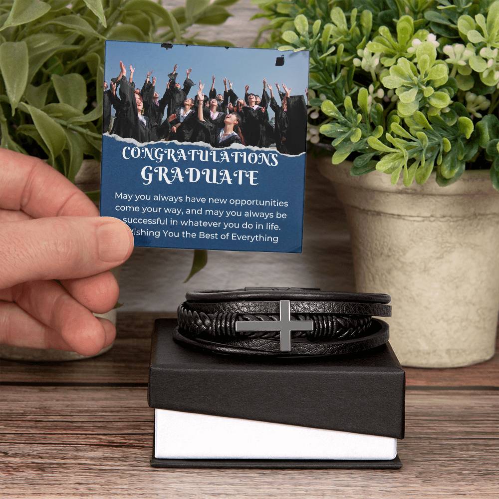 Cross Leather Bracelet for Men