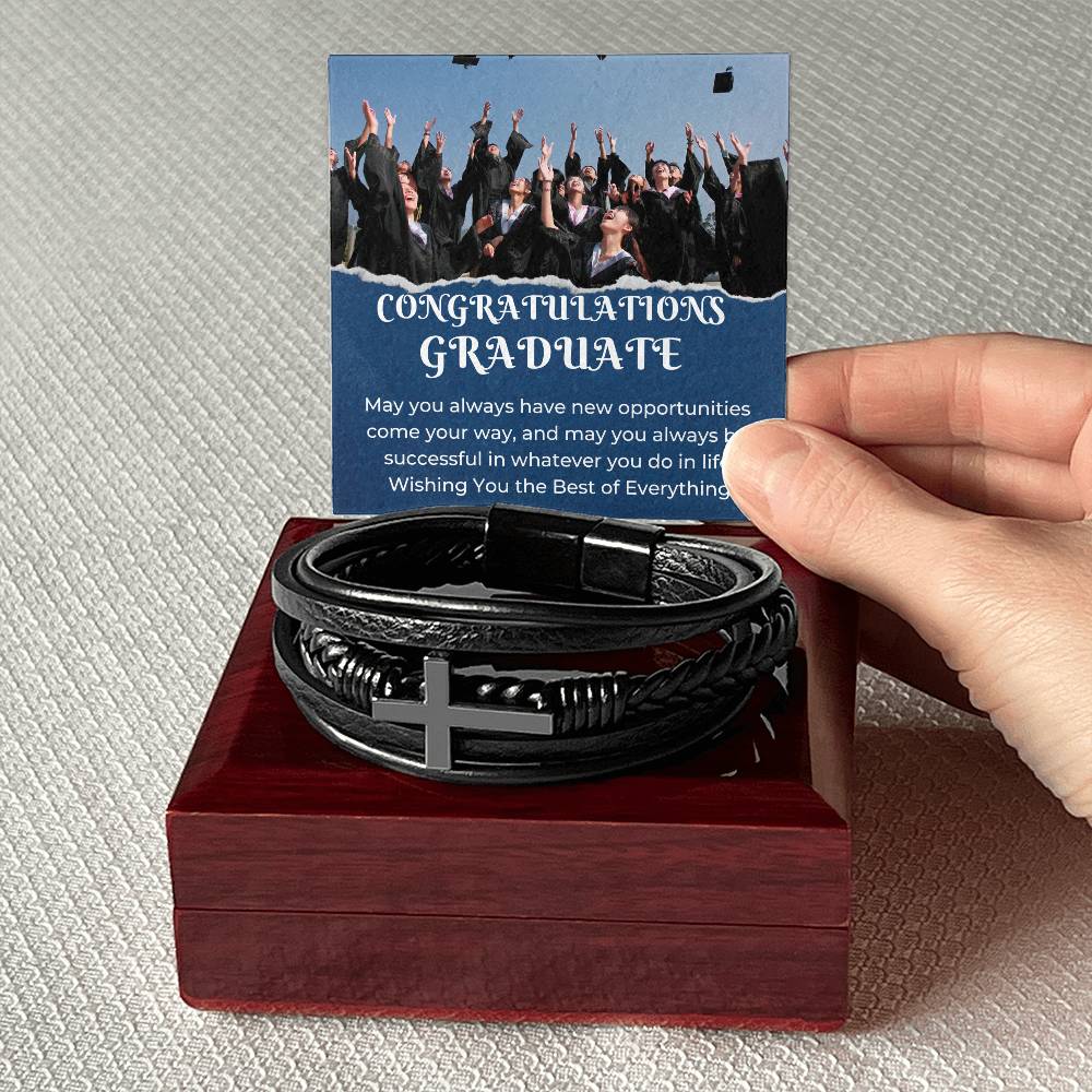 Cross Leather Bracelet for Men