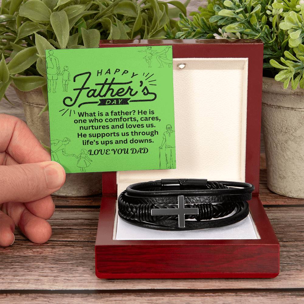 Elegant Men's Cross Leather Wristband