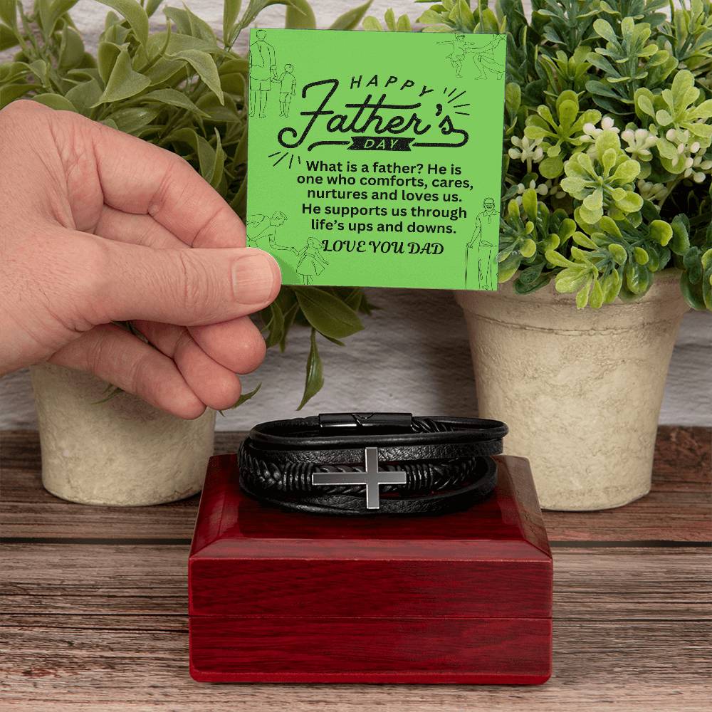 Elegant Men's Cross Leather Wristband