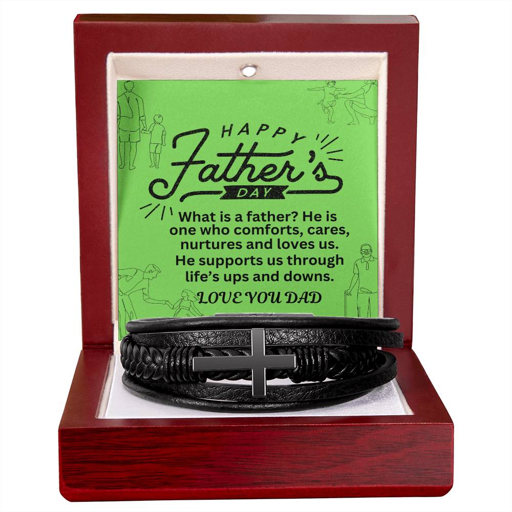 Elegant Men's Cross Leather Wristband