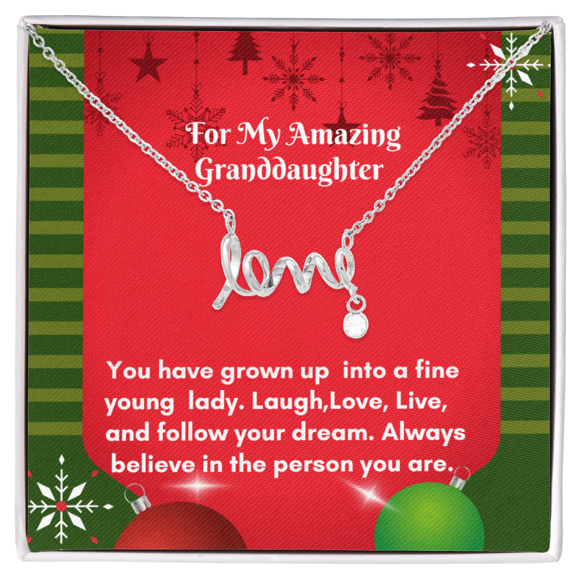 Scripted Love Necklace - Dainty Jewelry for Your Granddaughter