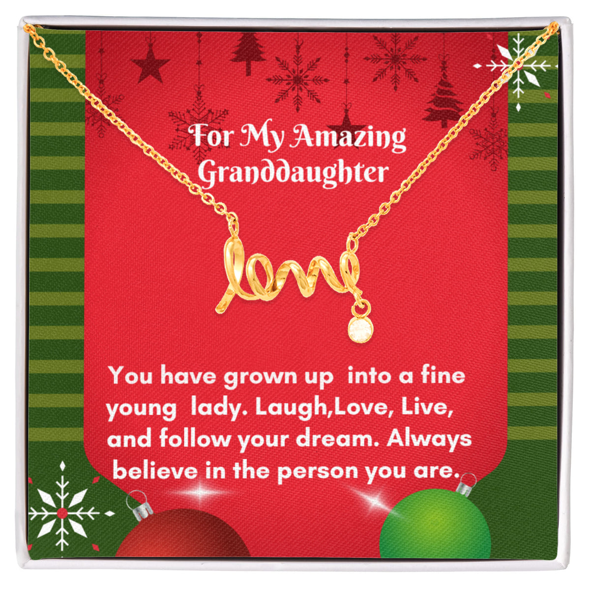 Scripted Love Necklace - Dainty Jewelry for Your Granddaughter