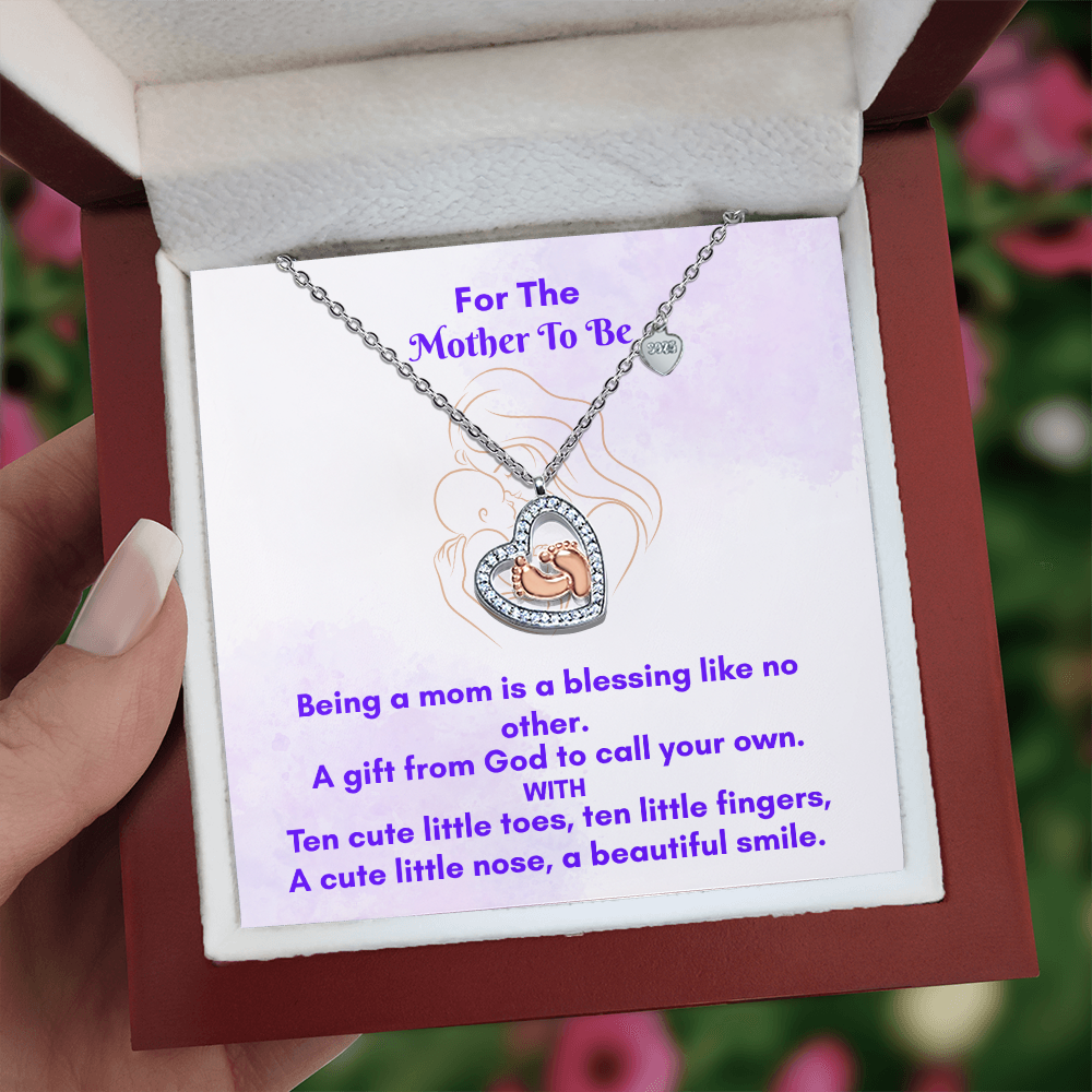 Heartfelt Baby Feet Heart Necklace - A Timeless Gift for Moms