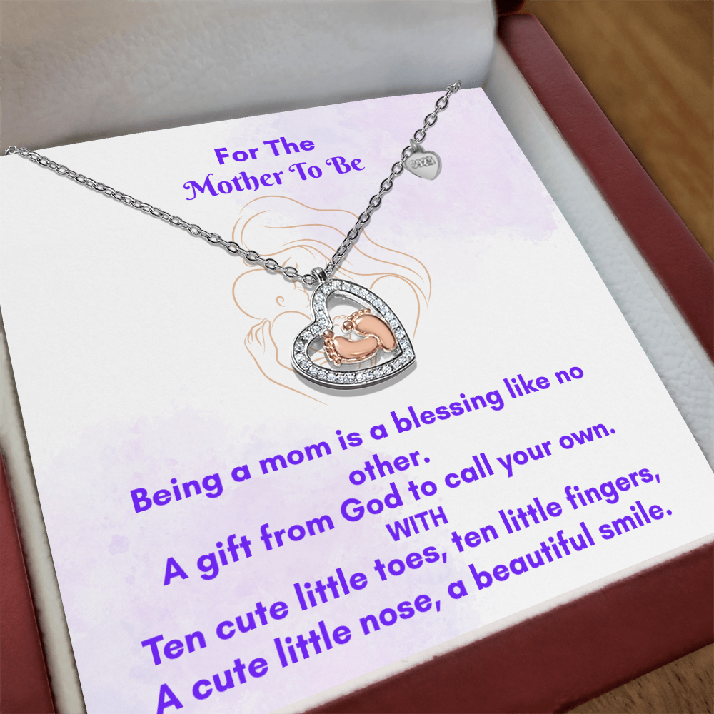 Heartfelt Baby Feet Heart Necklace - A Timeless Gift for Moms