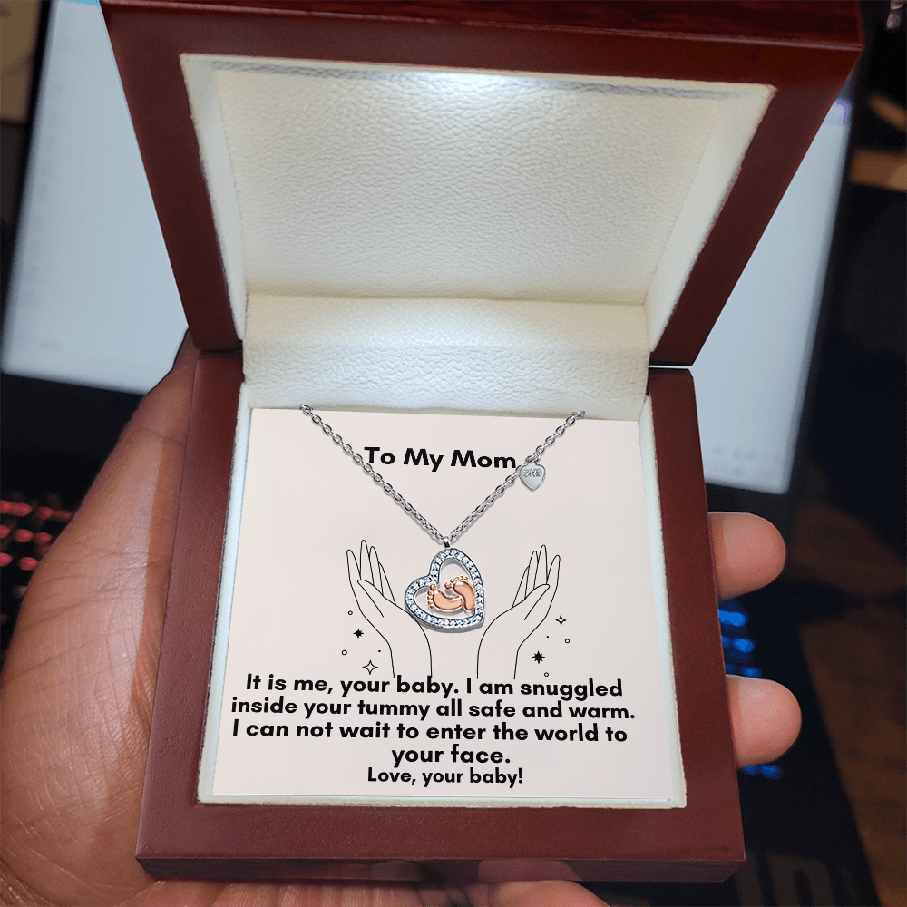 Baby Feet Heart Necklace