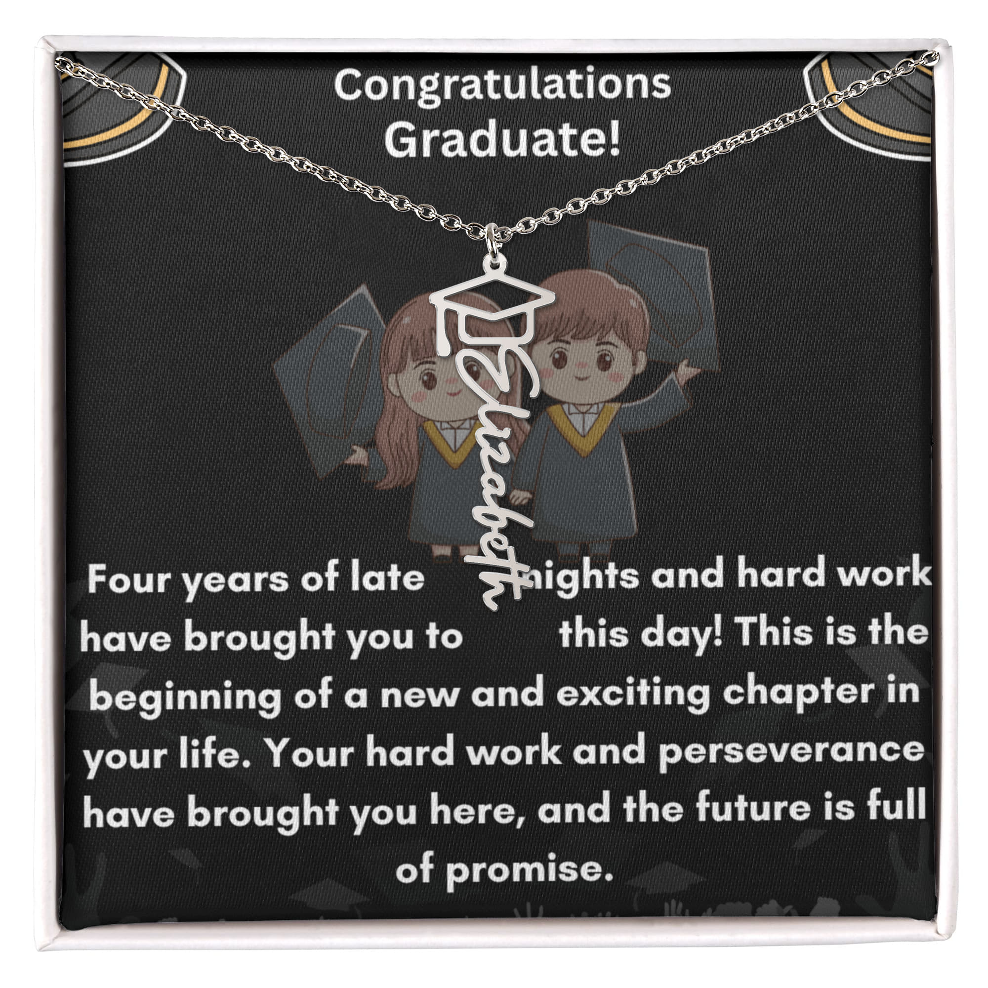 Personalized Graduation Name Necklace with Cap - A Timeless Tribute to Achievement
