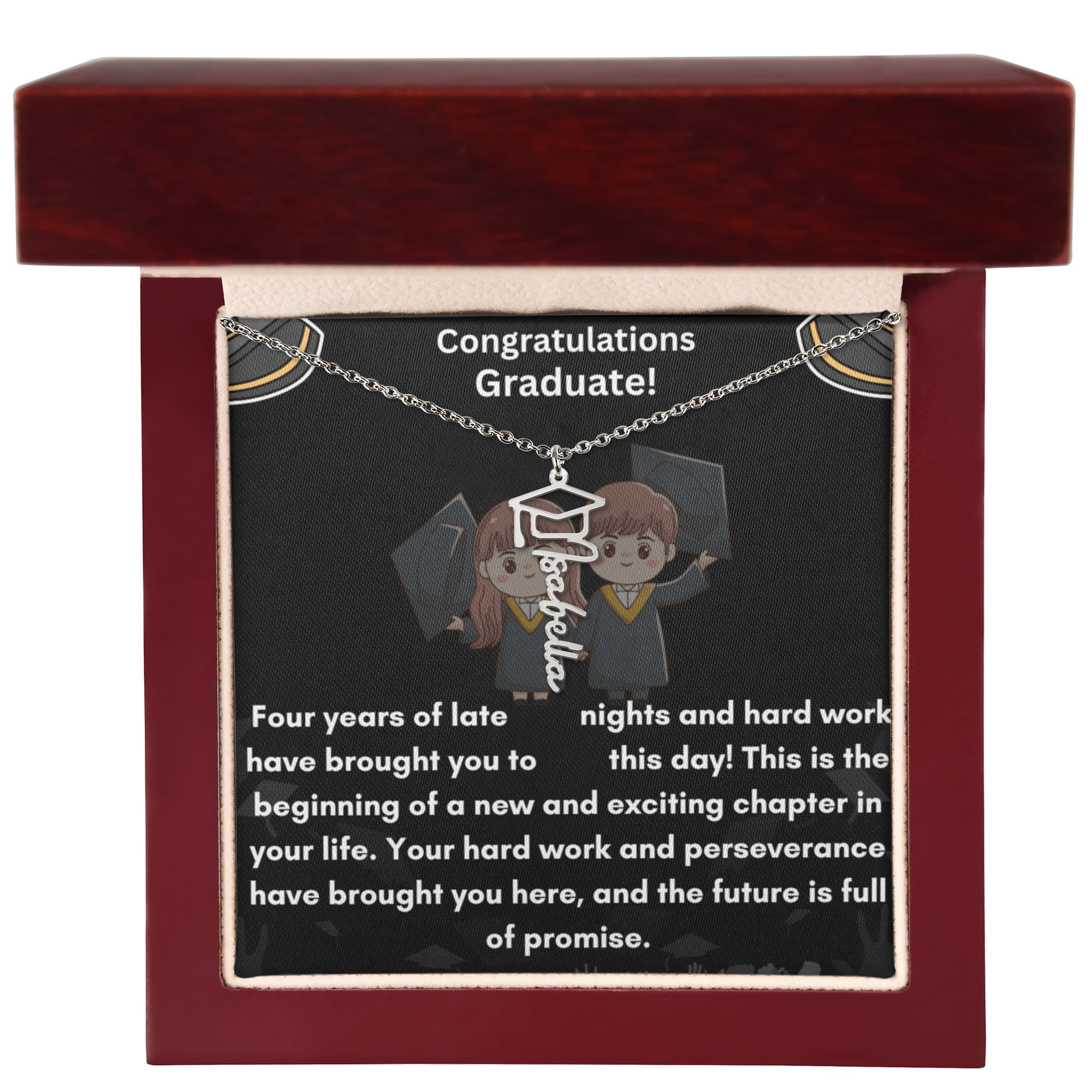 Personalized Graduation Name Necklace with Cap - A Timeless Tribute to Achievement