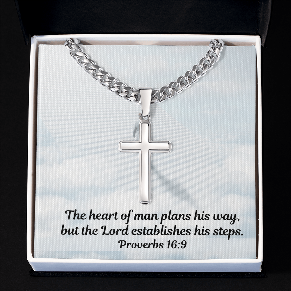 Personalized Cross Necklace with Cuban Link Chain for Men and Women