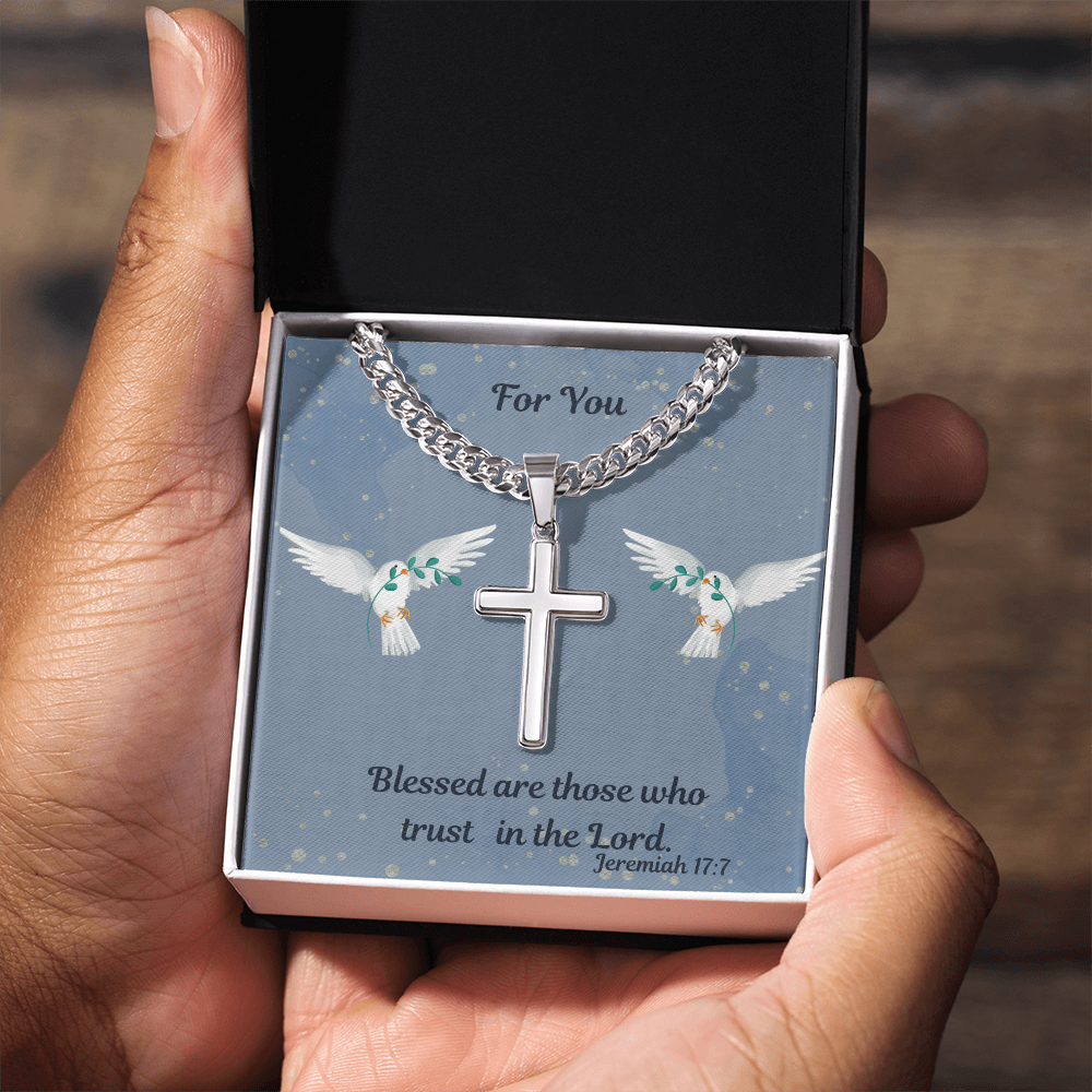 Personalized Cross Necklace on the Cuban Link Chain