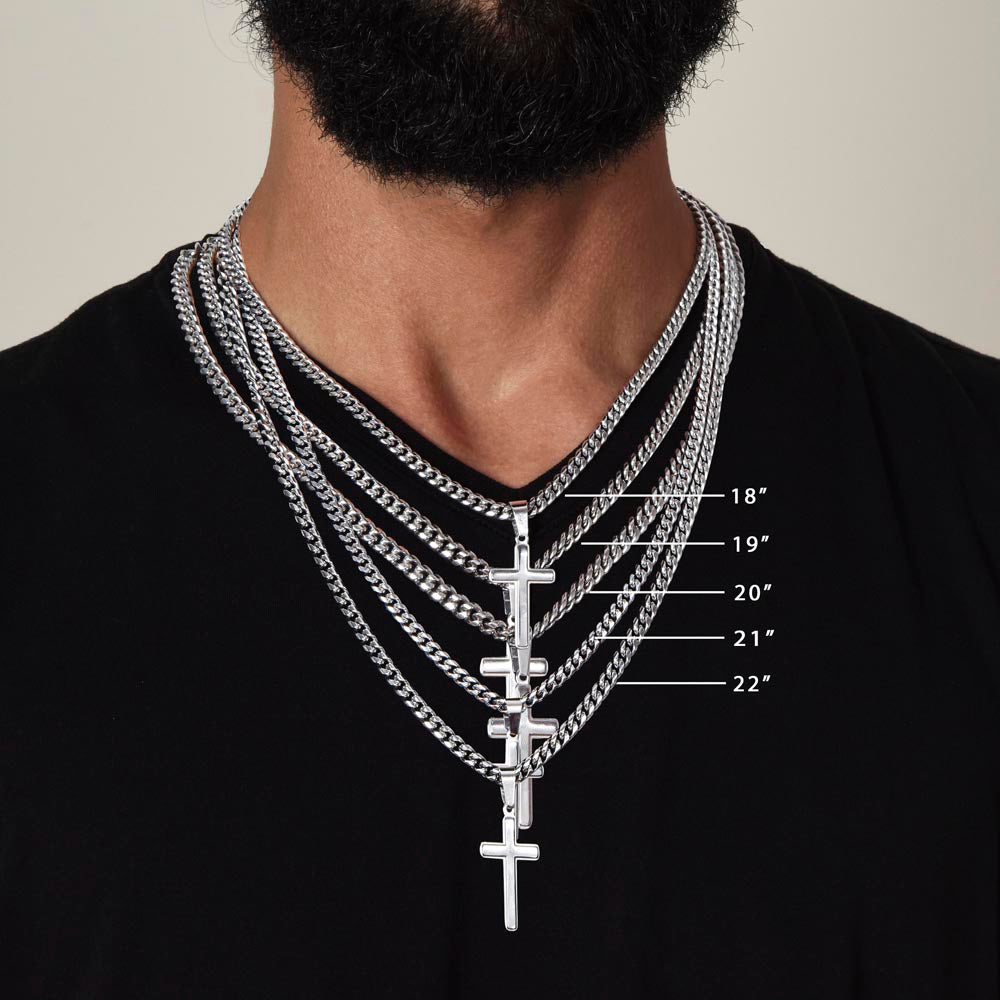 Personalized Cross Necklace on the Cuban Link Chain