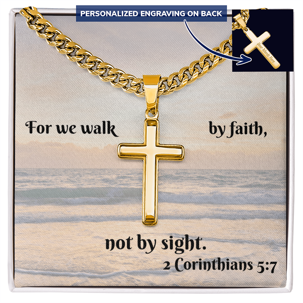 Personalized Cross Necklace with Cuban Link Chain - Wear Your Faith with Style