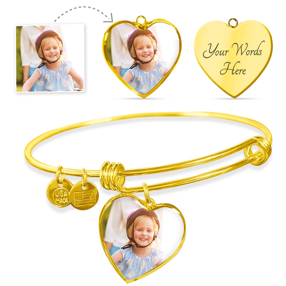 Personalized Luxury Heart Bangle - A Unique Keepsake for Loved Ones