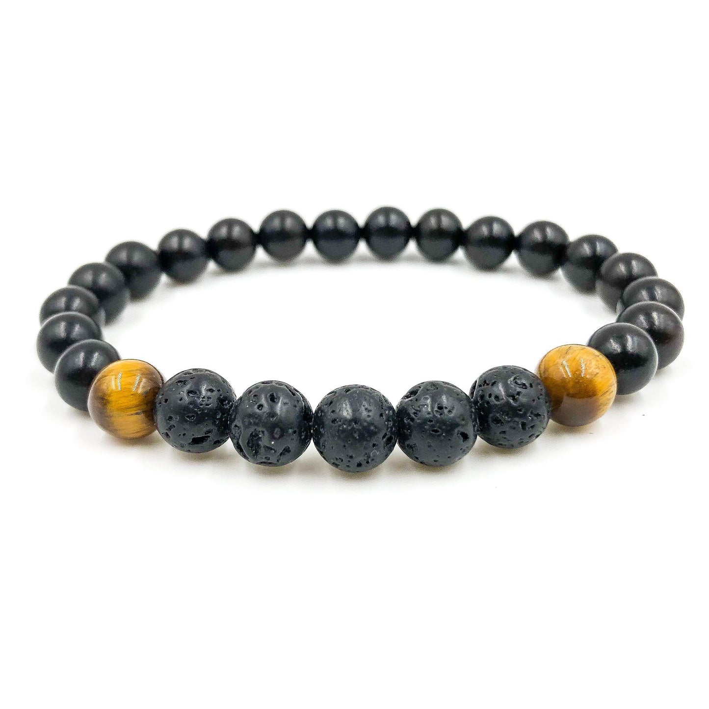 Lava Rock, Tiger Eye, & Blackwood Beaded Bracelet