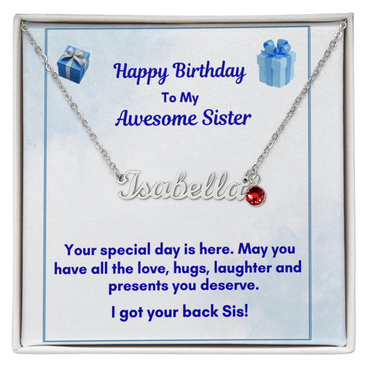 Custom Name Necklace with Birthstone