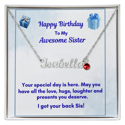 Custom Name Necklace with Birthstone