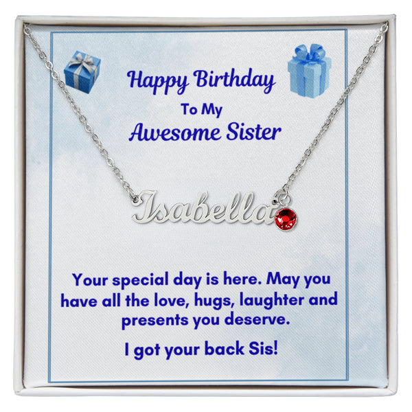 Custom Name Necklace with Birthstone