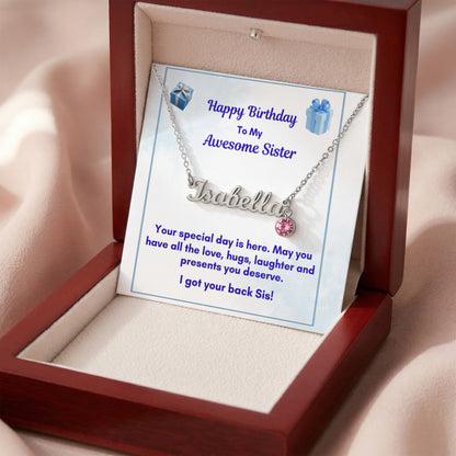Custom Name Necklace with Birthstone