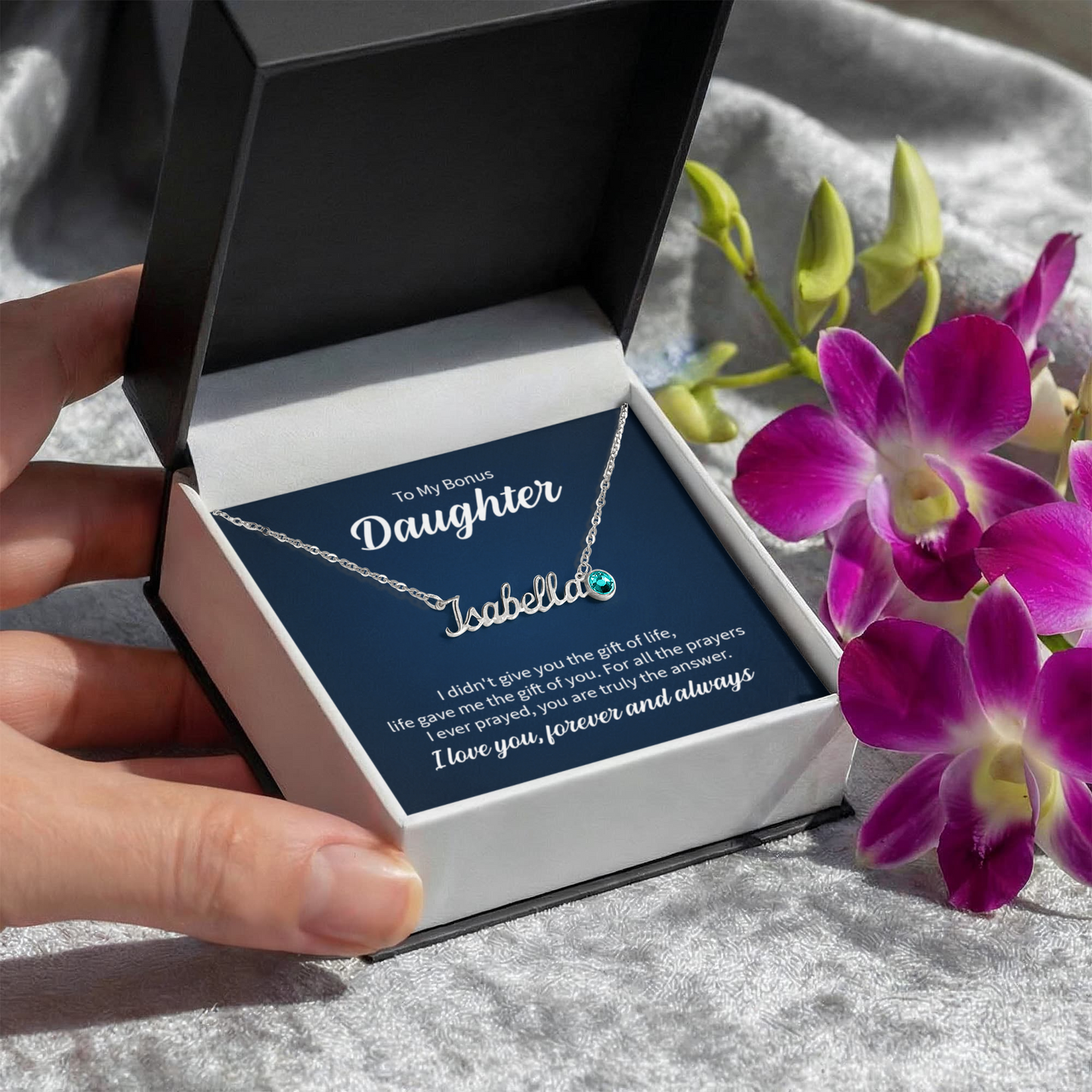 Custom Name Necklace with Birthstone