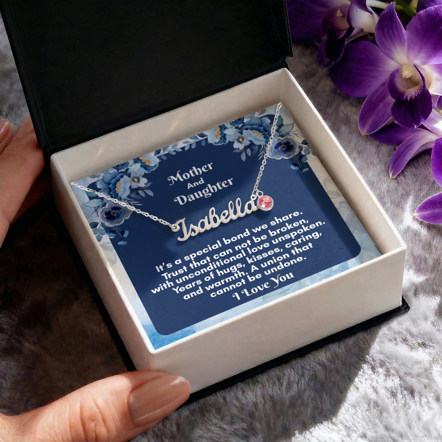 Custom Name Necklace with Birthstone