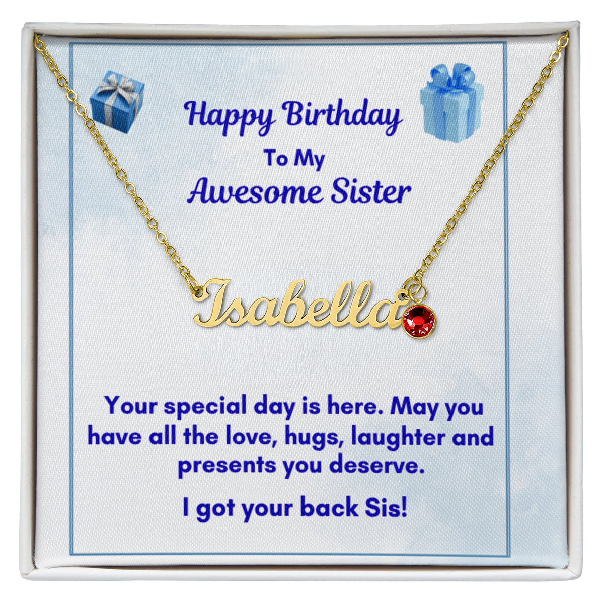 Custom Name Necklace with Birthstone