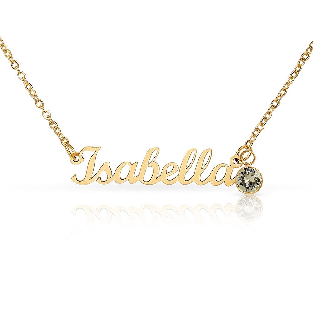 Custom Name Necklace with Birthstone