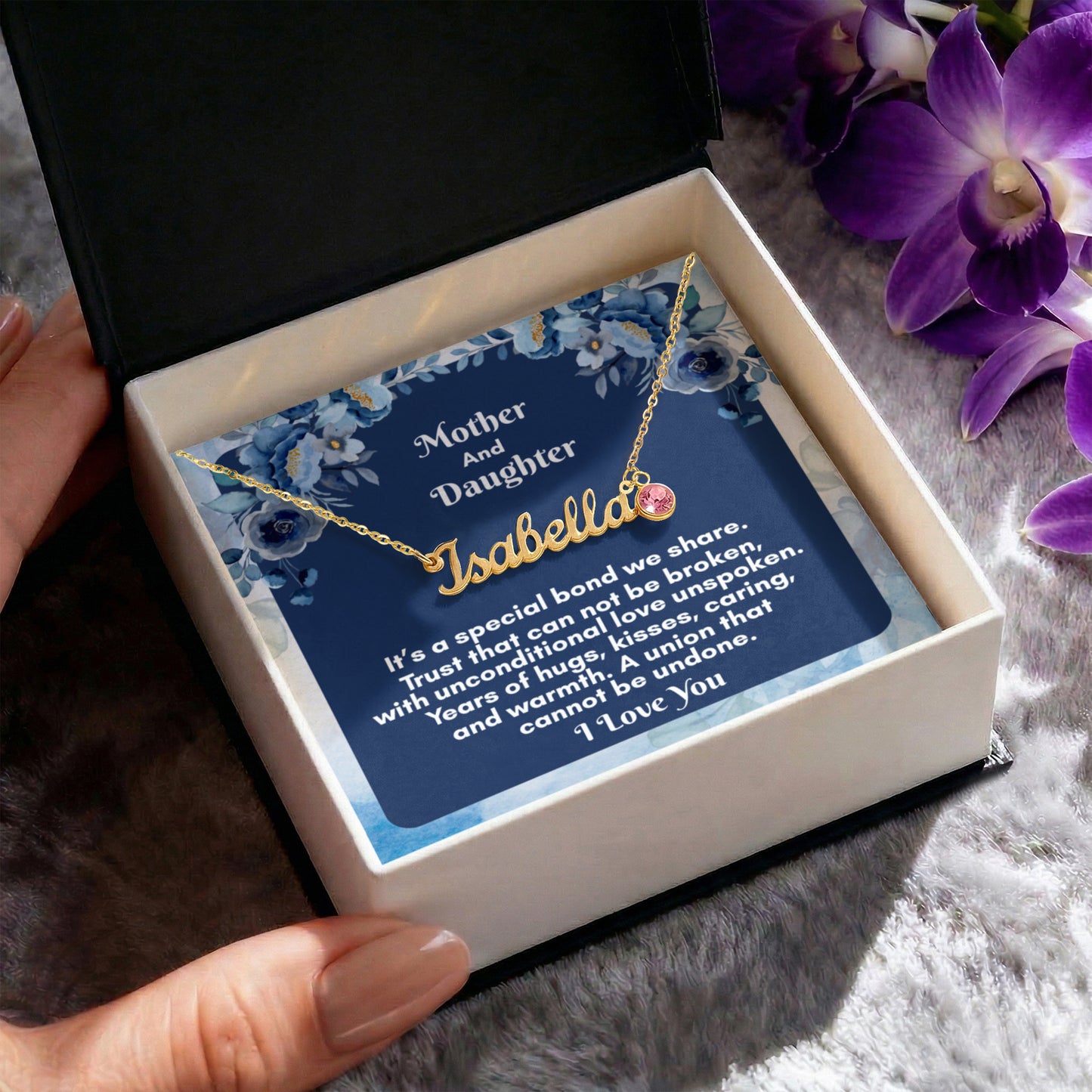 Custom Name Necklace with Birthstone