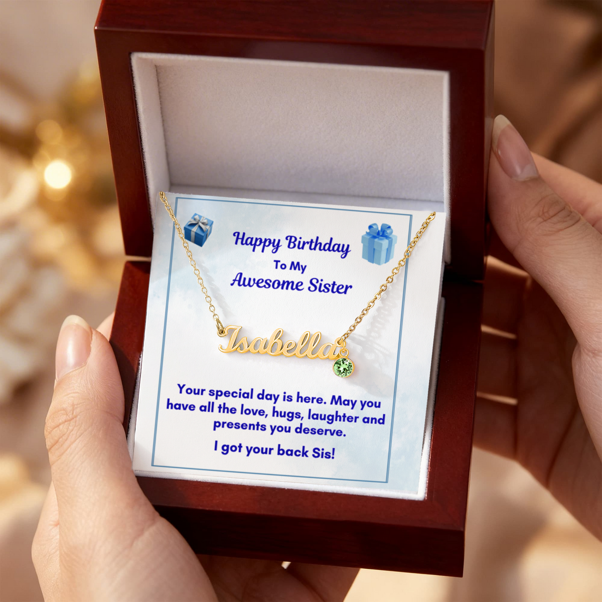 Custom Name Necklace with Birthstone