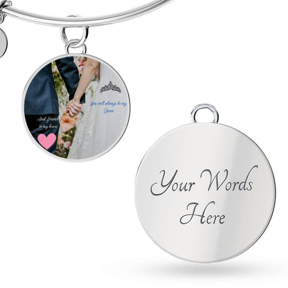 Unique Personalized Engravable Bangle Bracelet with Customizable Pendant