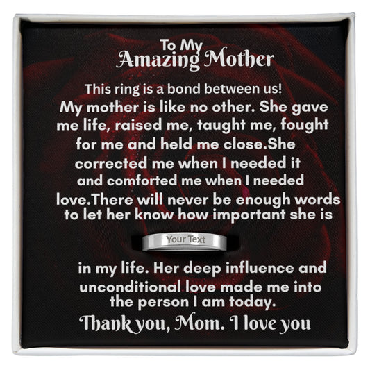 Engraved Women's Ring -    Mother and child