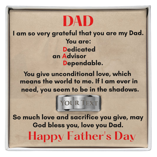 Dad's or Step Dad's Engraved Men's Ring