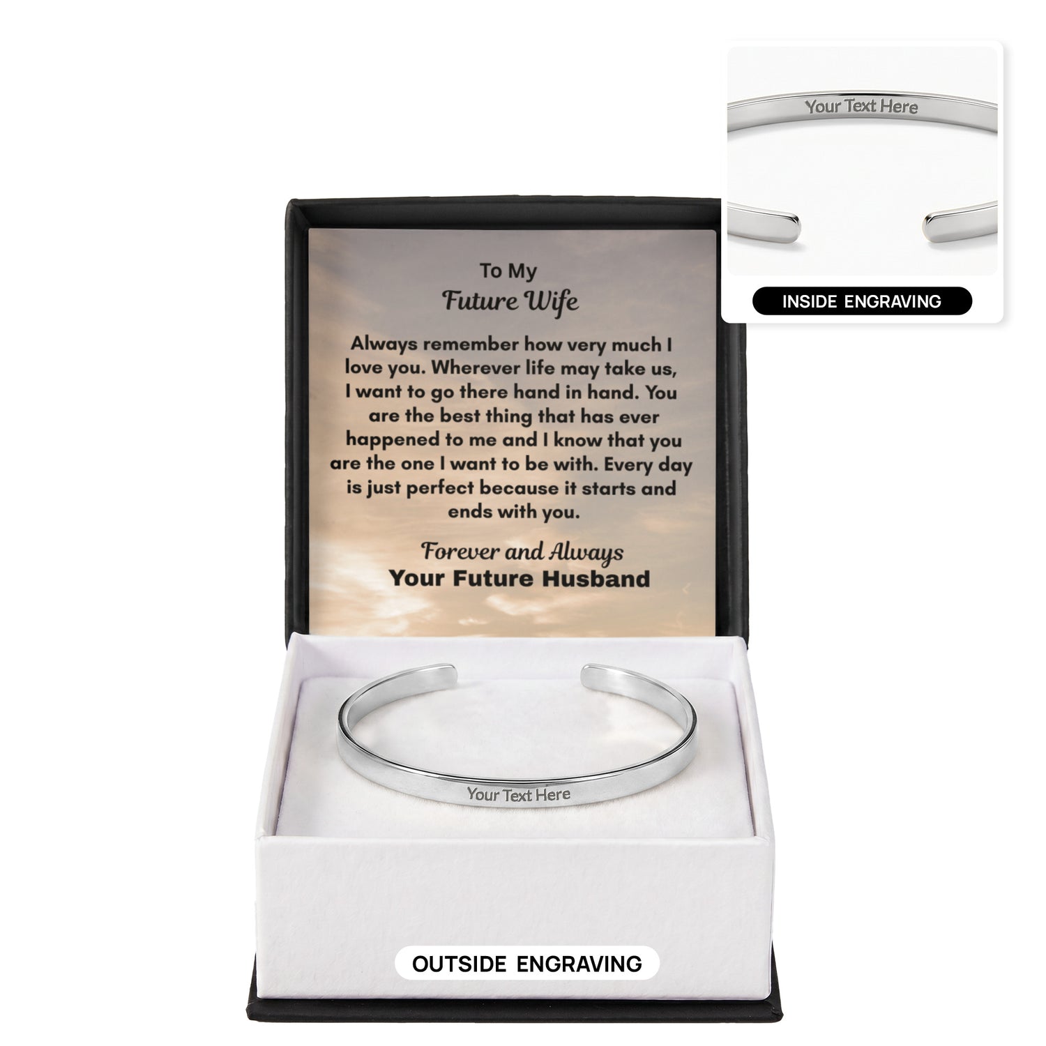 Custom Engraved Cuff Bracelet   New Product!