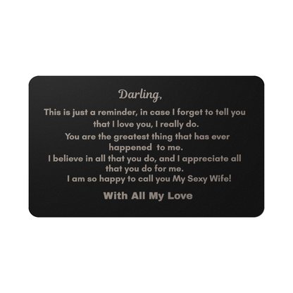 Engraved Metal Wallet Card personalized engraving