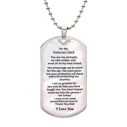 Luxury Graphic Dog Tag Necklace for your Veteran Dad