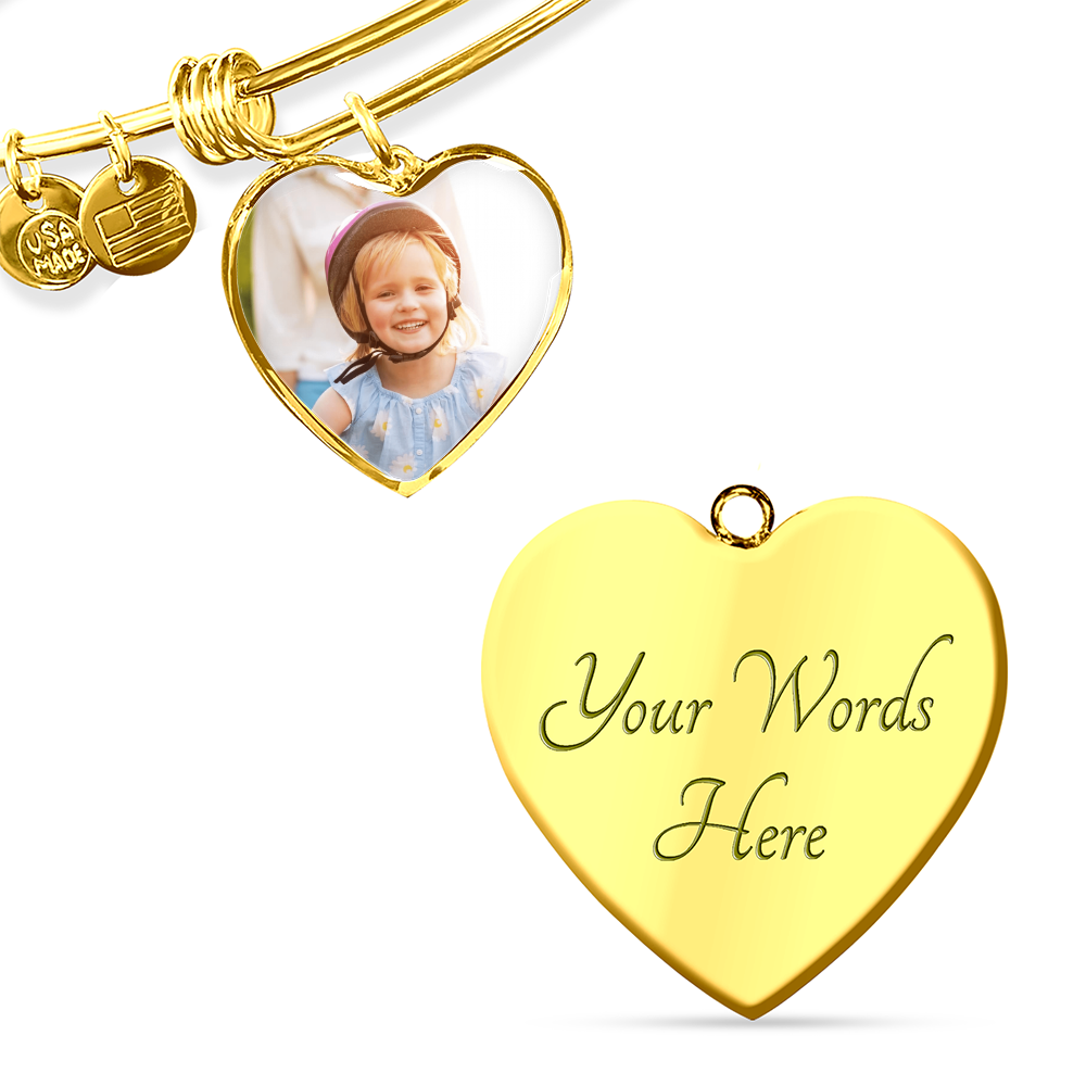 Personalized Luxury Heart Bangle - A Unique Keepsake for Loved Ones